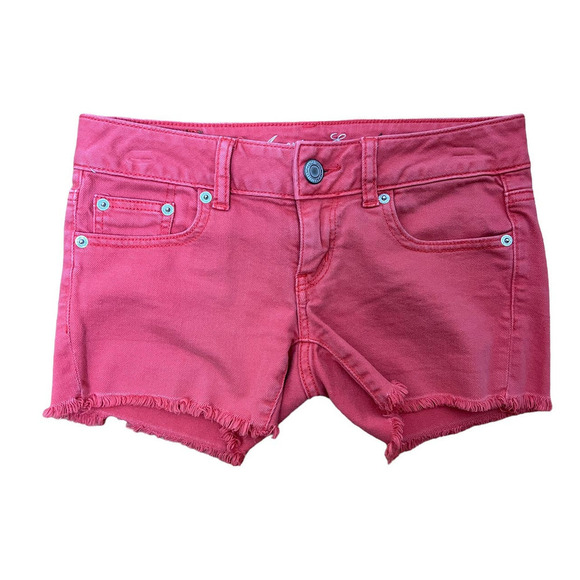 American Eagle Outfitters Pink Y2K Cutoff Mini Shorts Size 0 - Picture 1 of 4